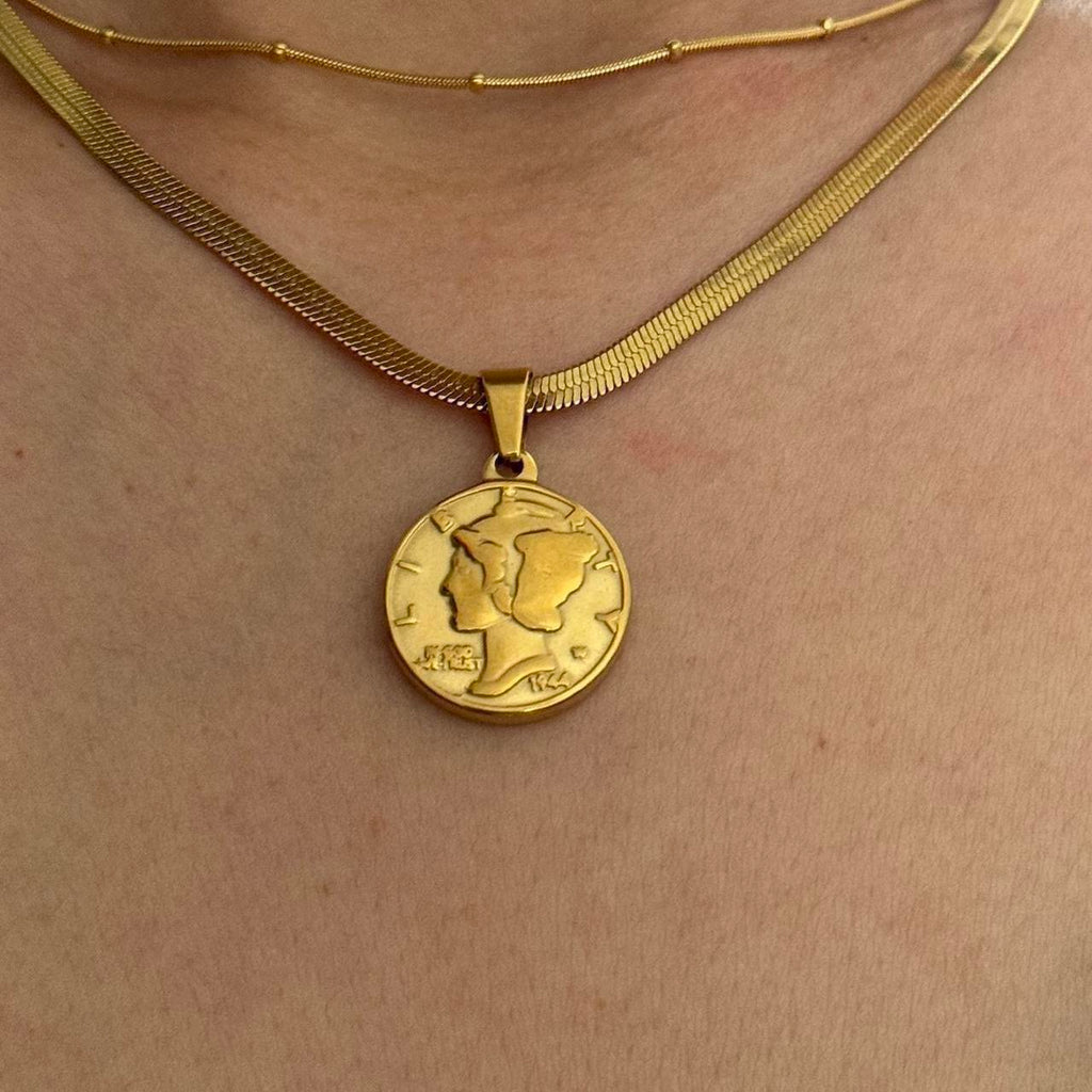 Coin necklace with Snake chain