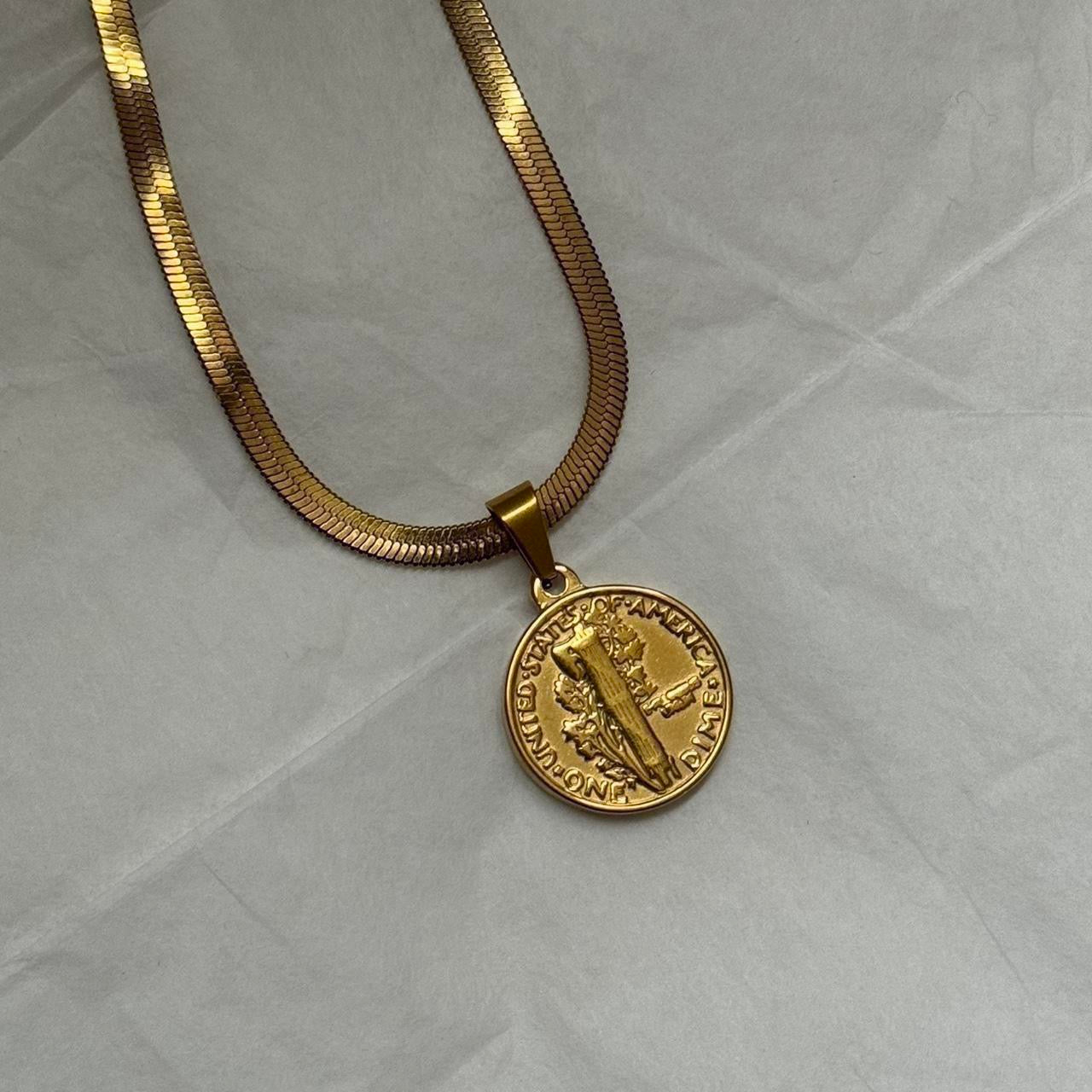 Coin necklace with Snake chain