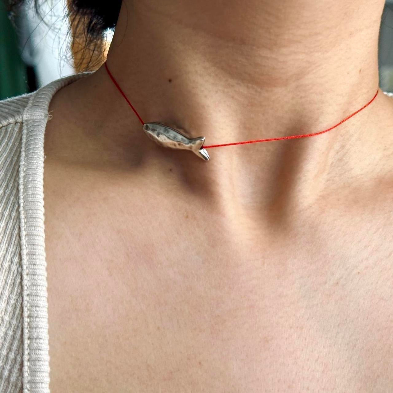 Fish red choker necklace