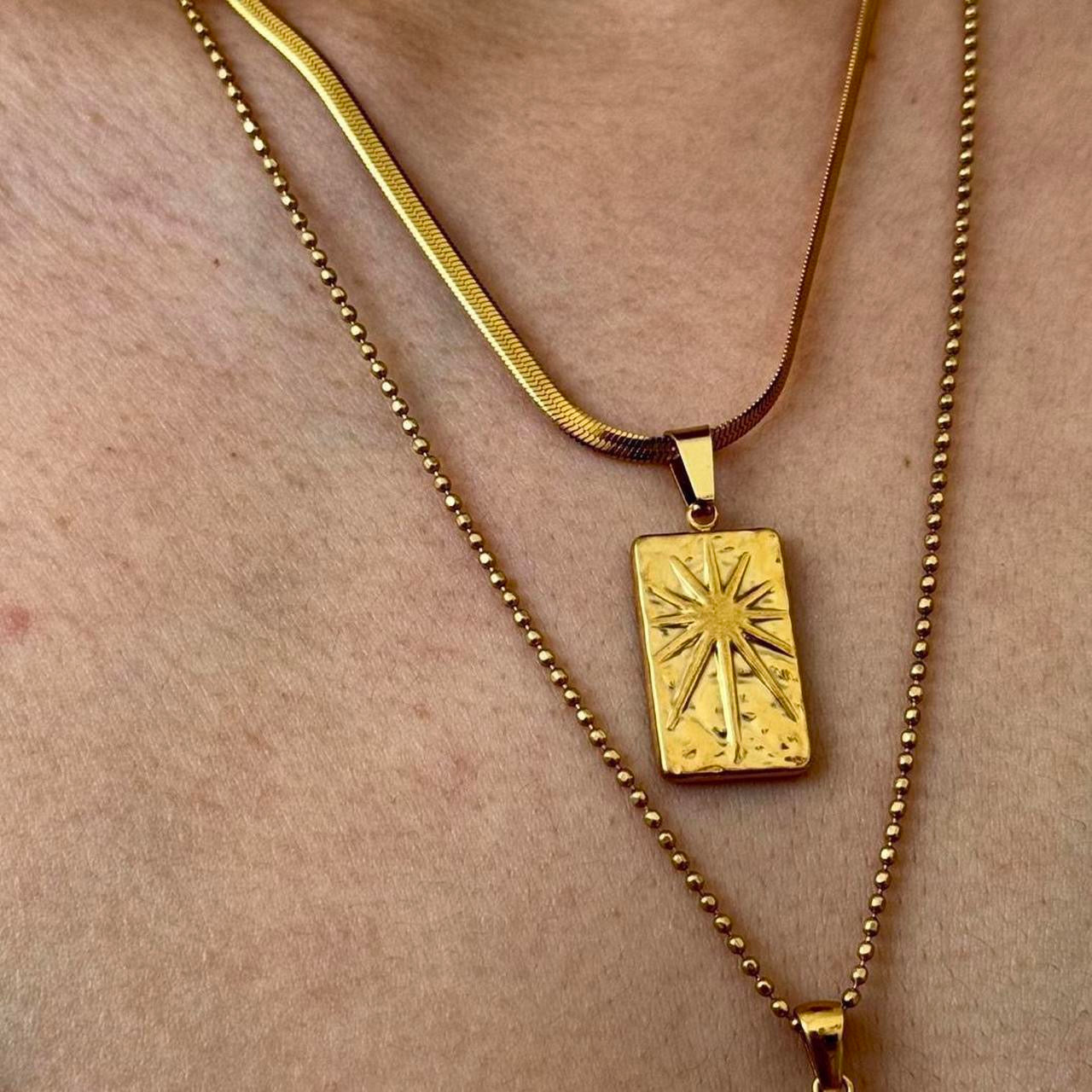 Sunburst square pendant necklace