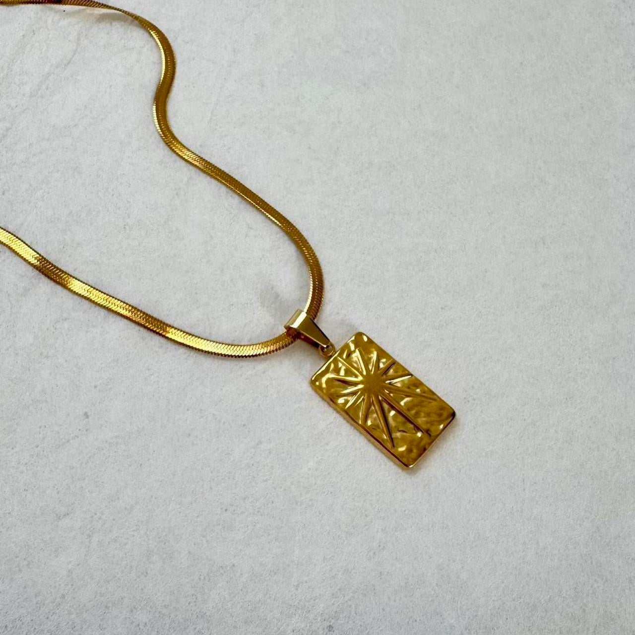 Sunburst square pendant necklace