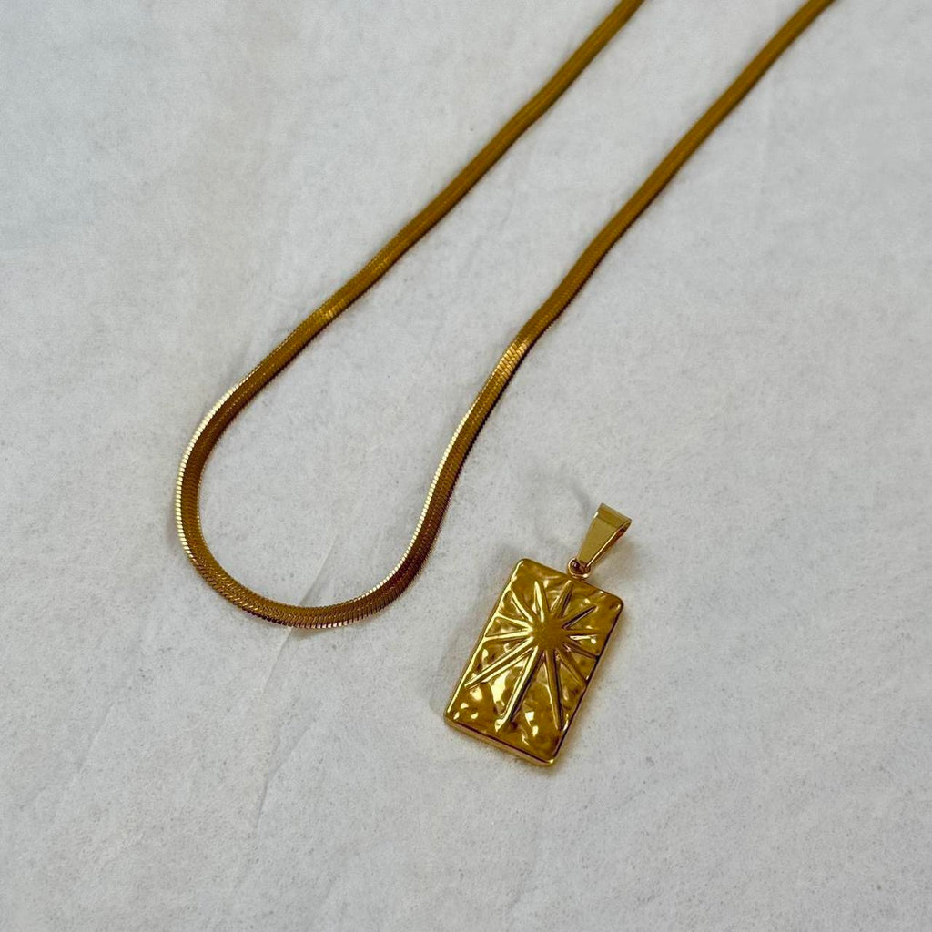 Sunburst square pendant necklace