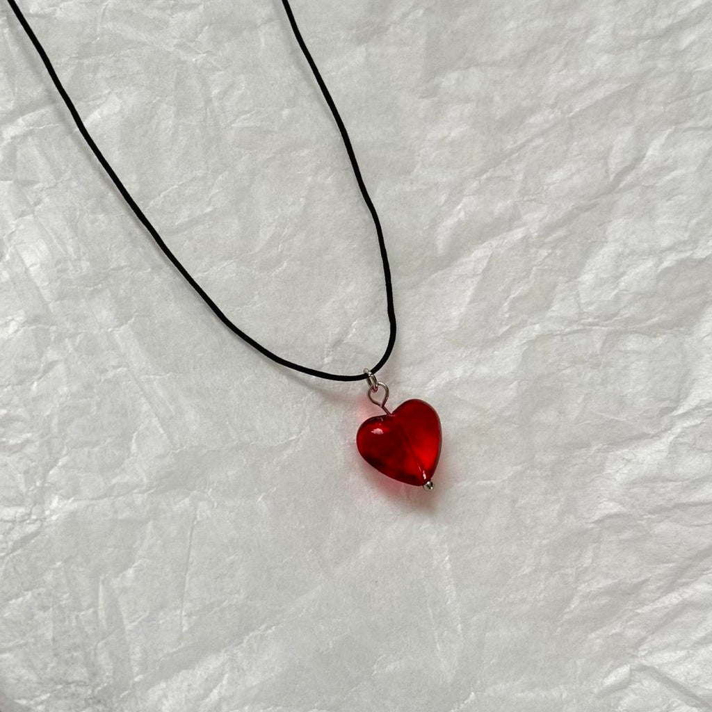 Red heart choker necklace