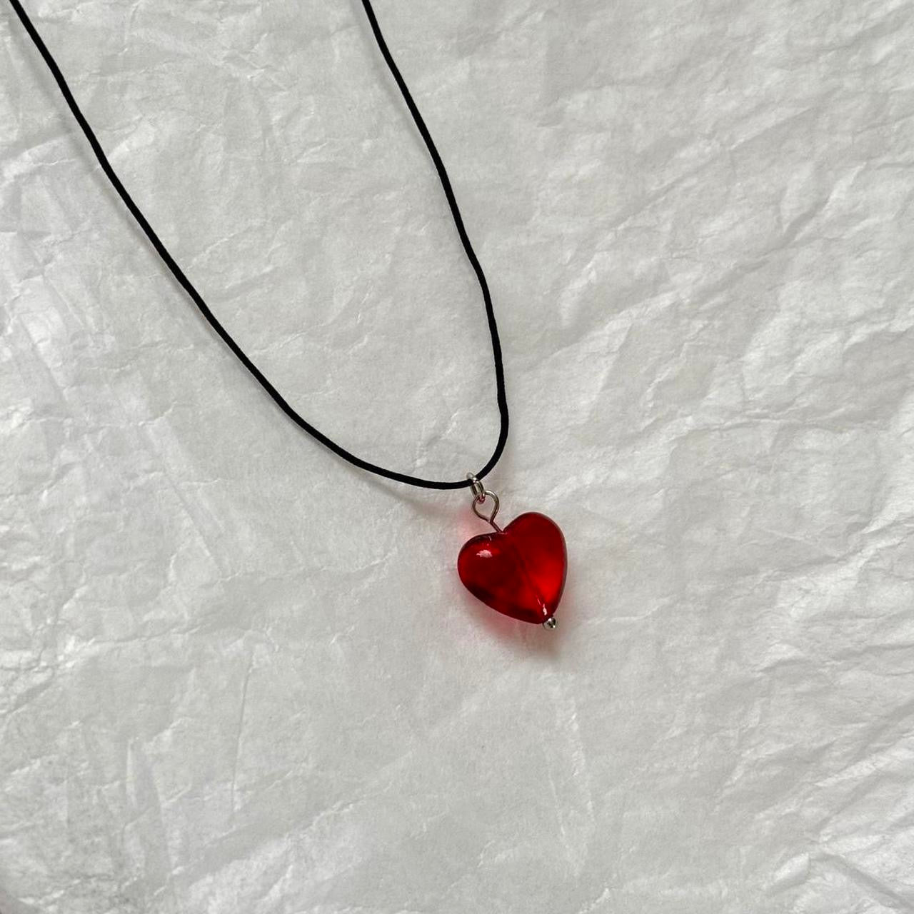 Red heart choker necklace