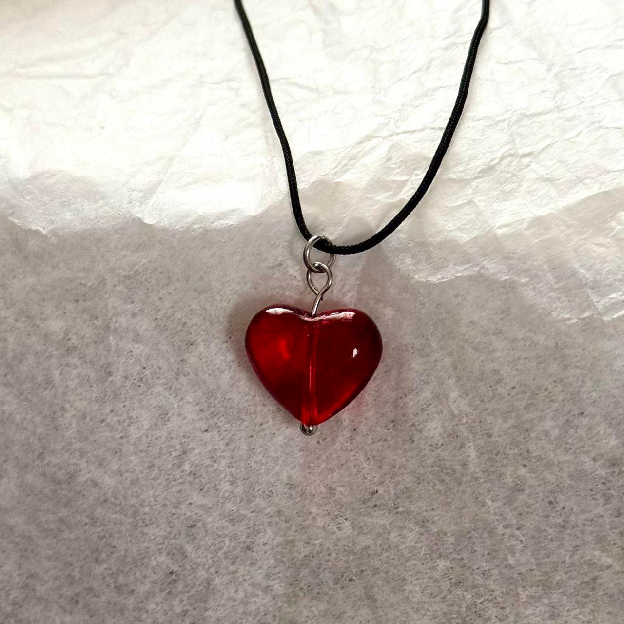 Red heart choker necklace