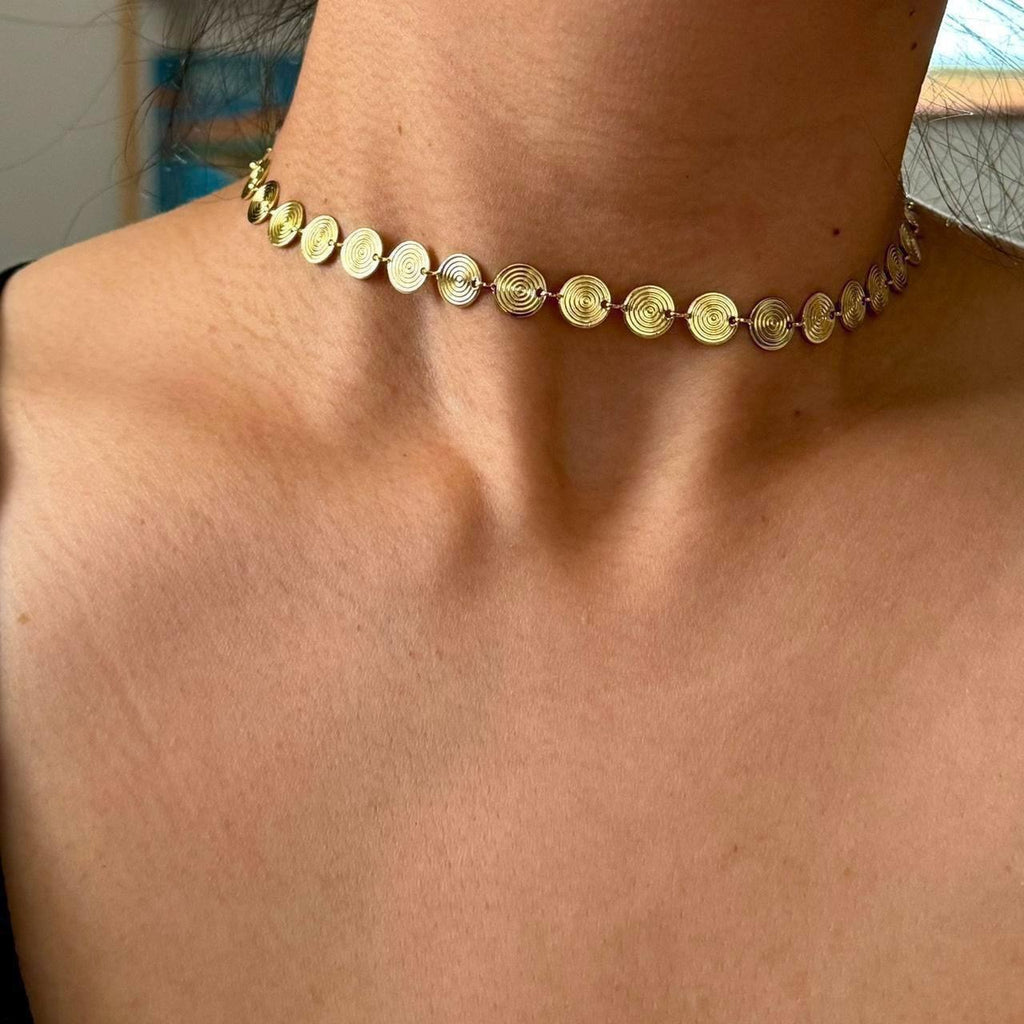 Spiral Coin choker necklace
