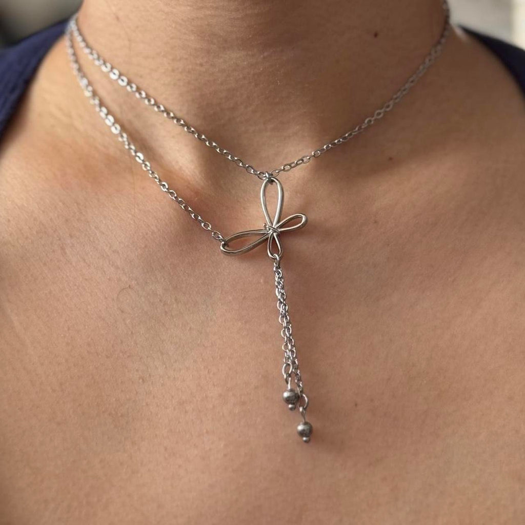 Butterfly double chain necklace