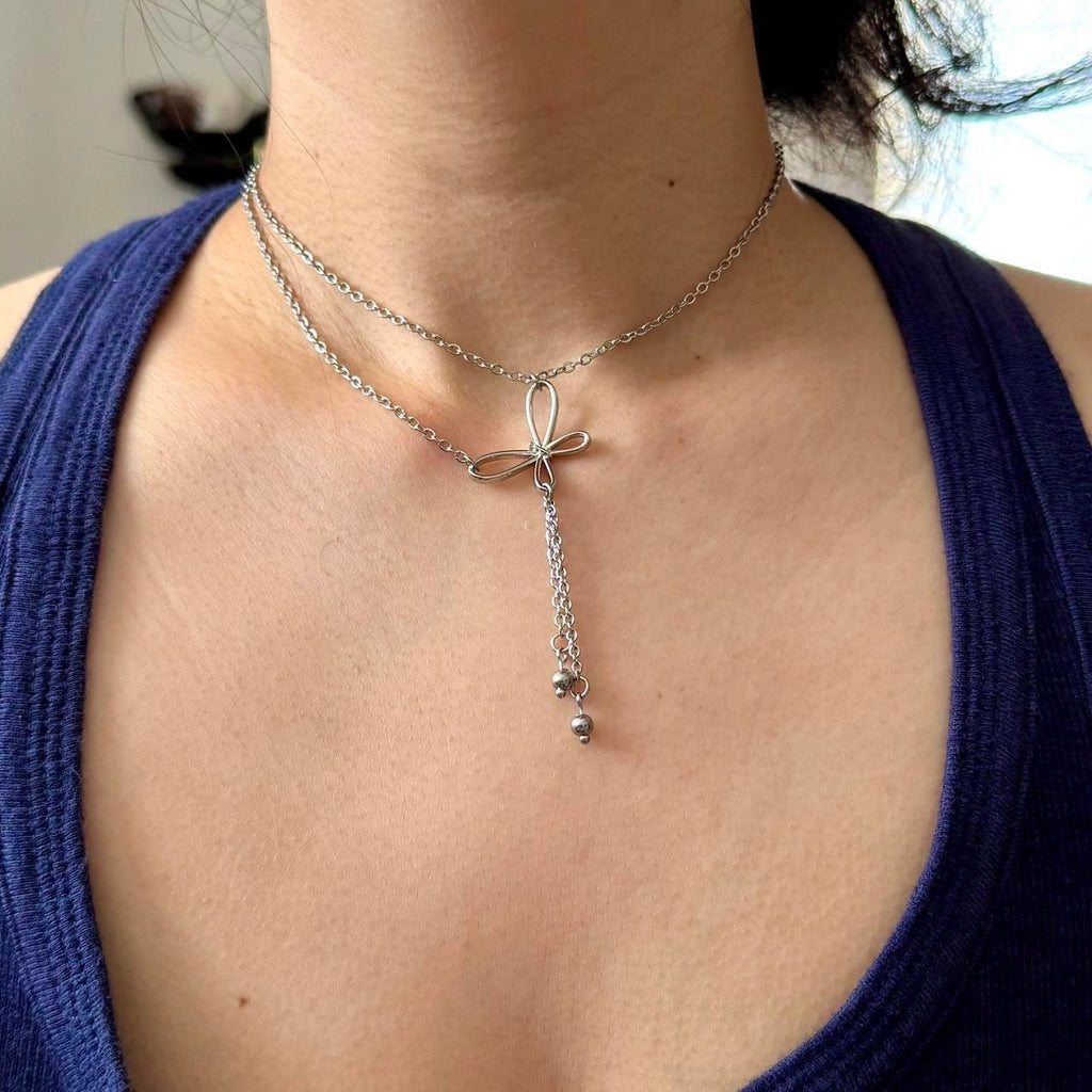 Butterfly double chain necklace