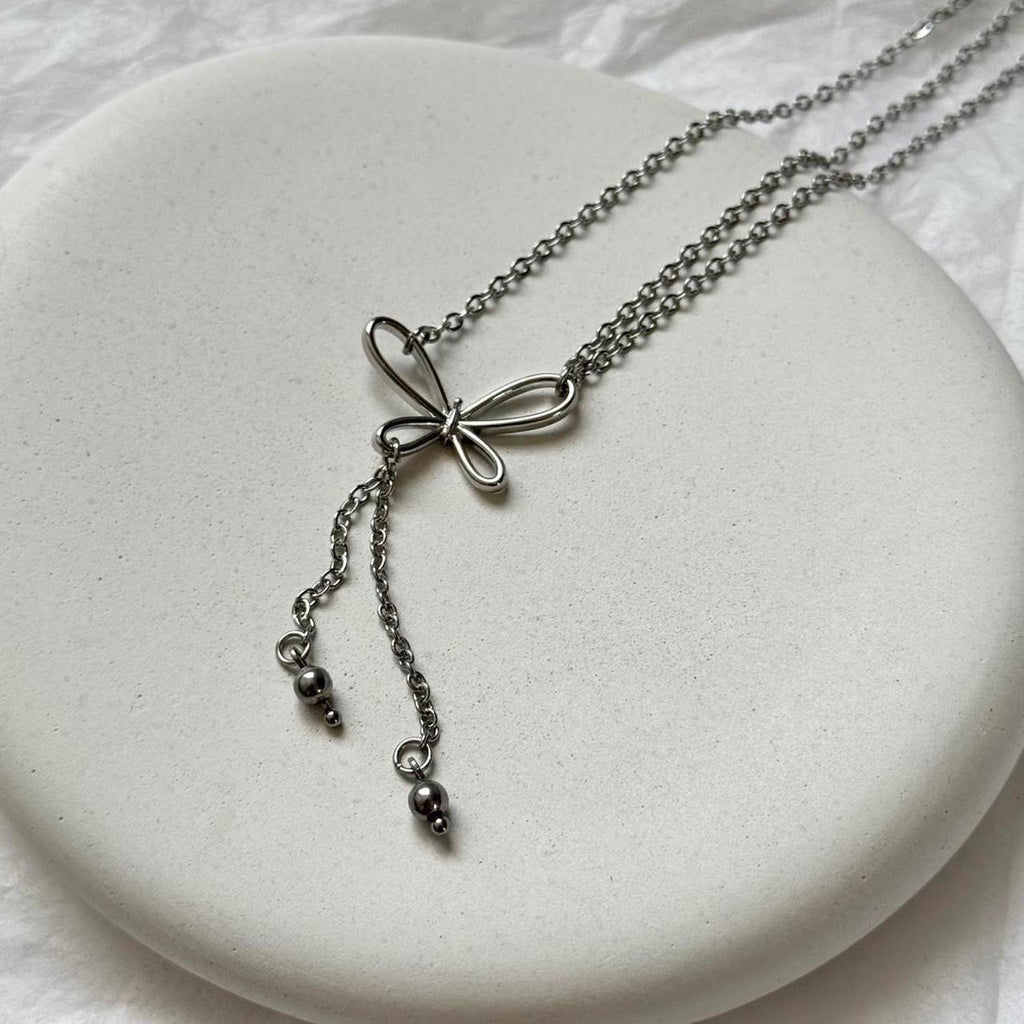 Butterfly double chain necklace