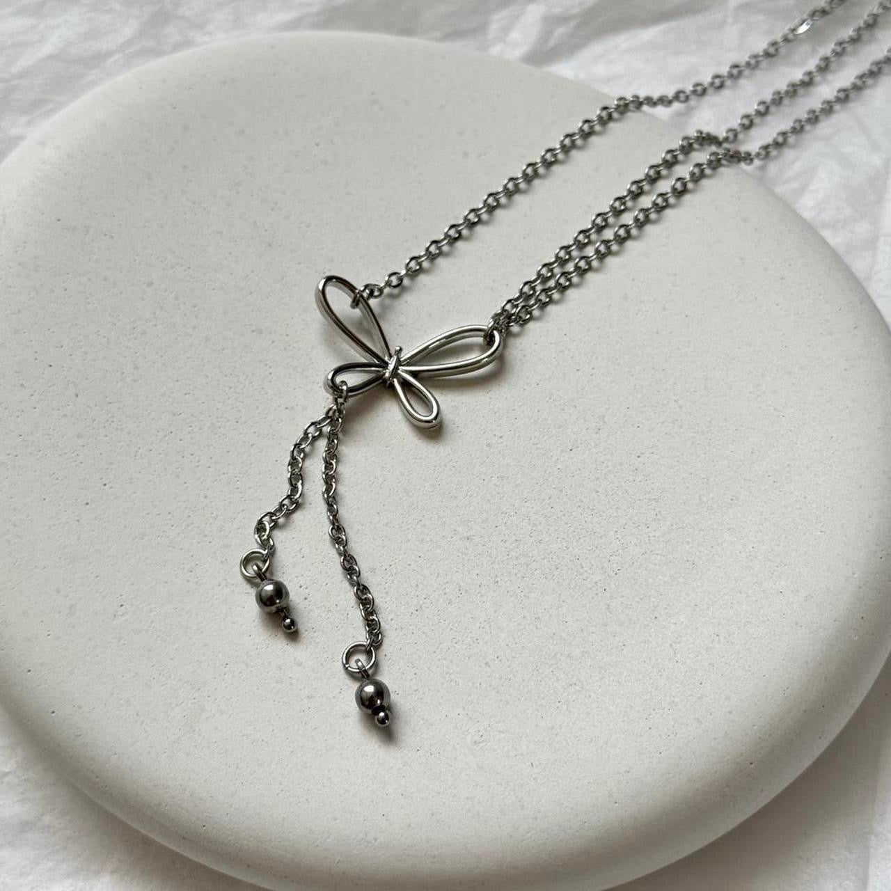 Butterfly double chain necklace