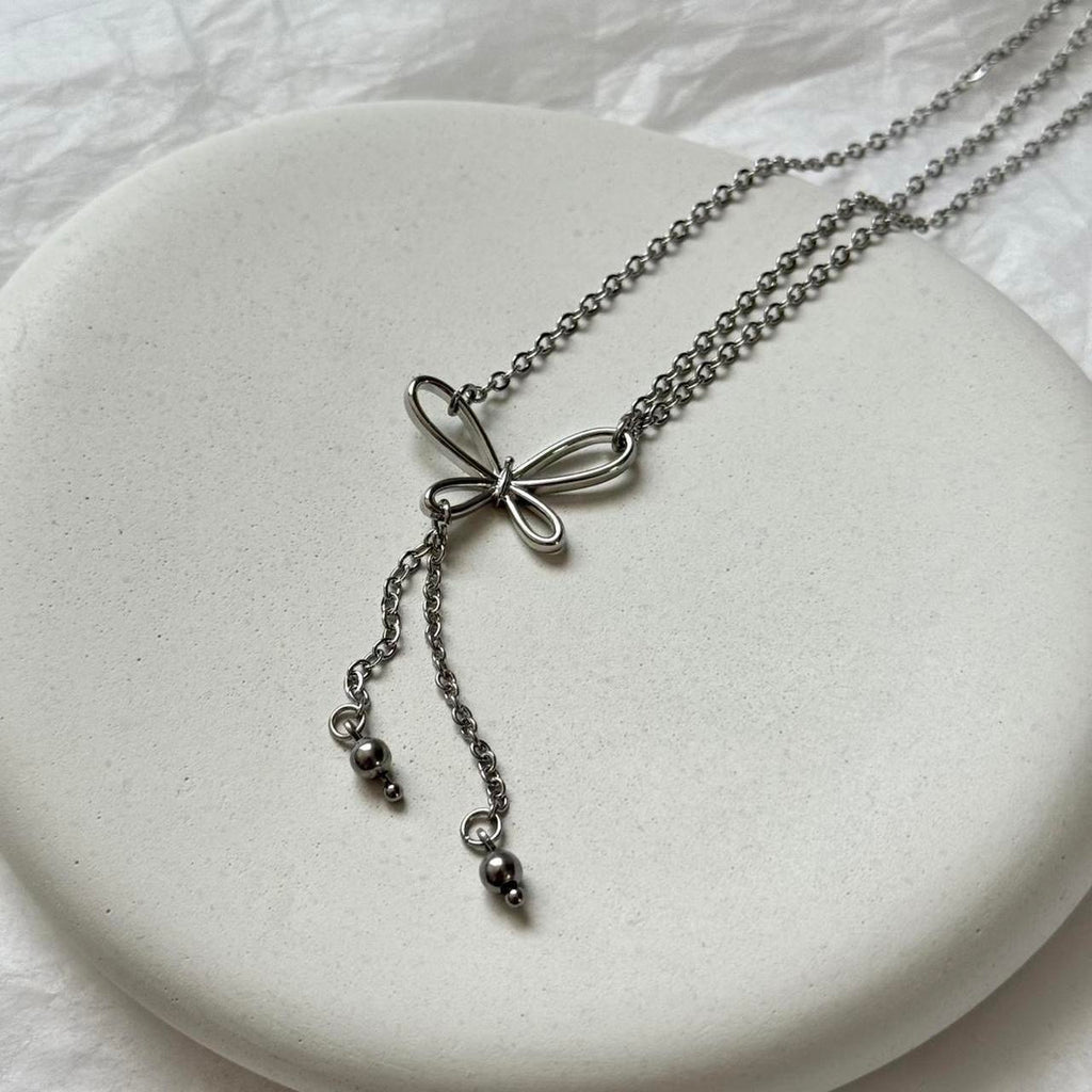 Butterfly double chain necklace