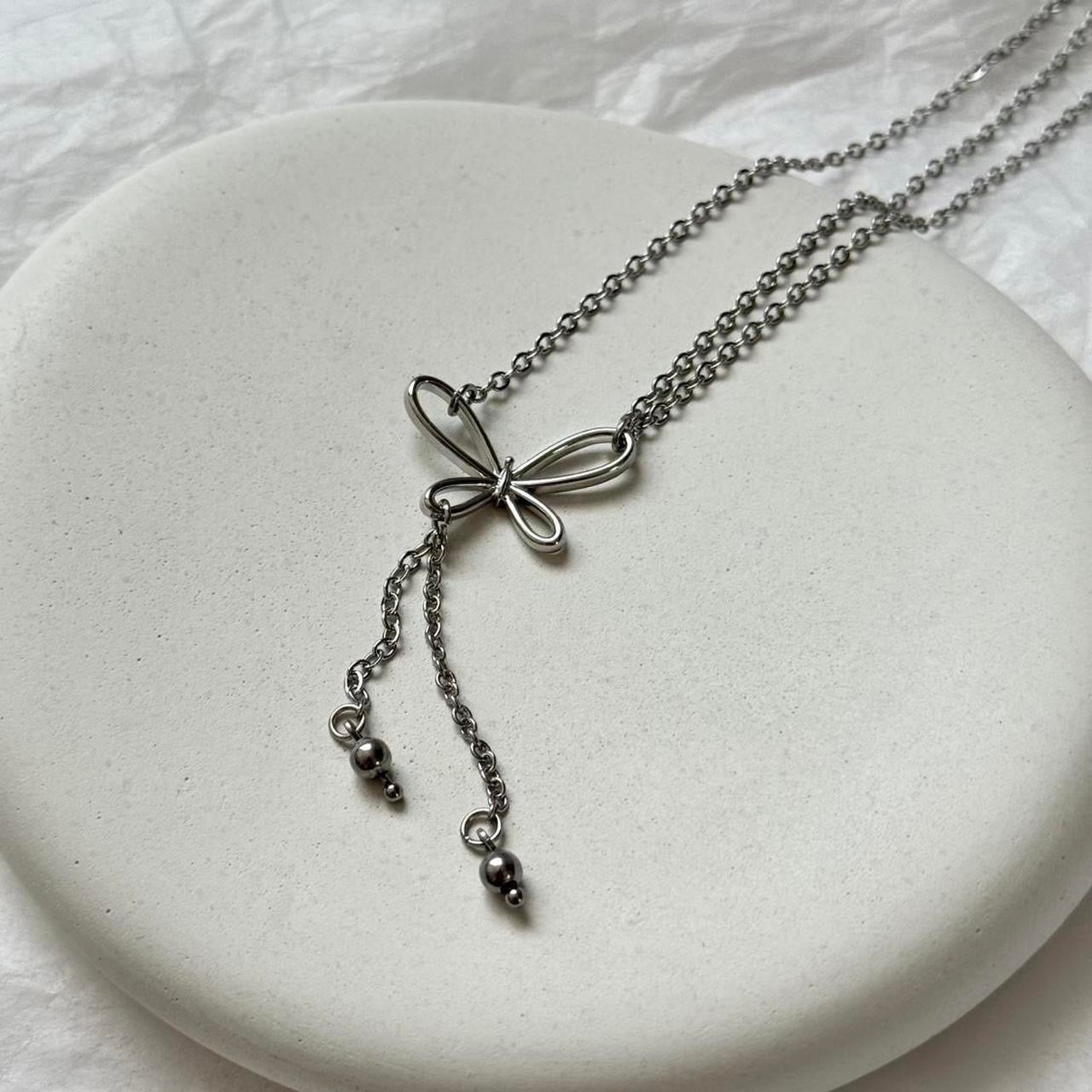 Butterfly double chain necklace