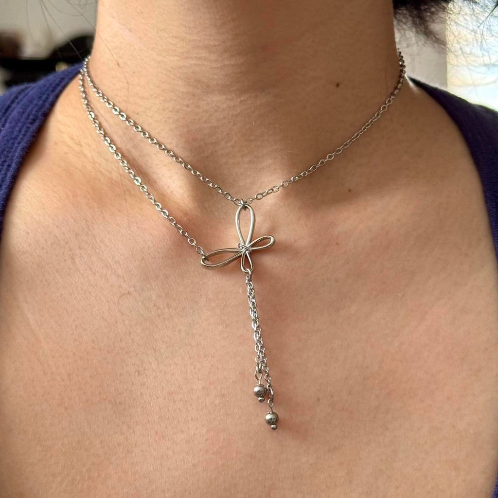 Butterfly double chain necklace