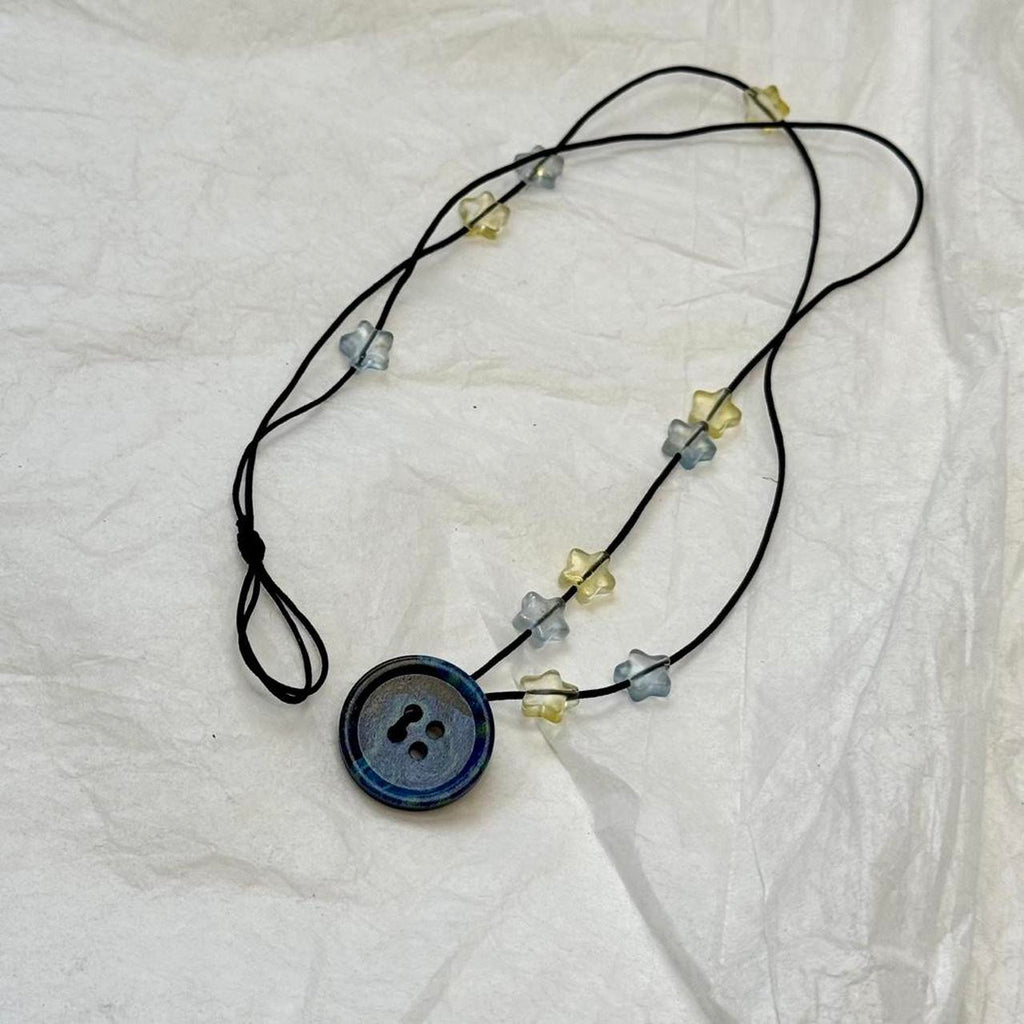 Starry night inspired button choker necklace