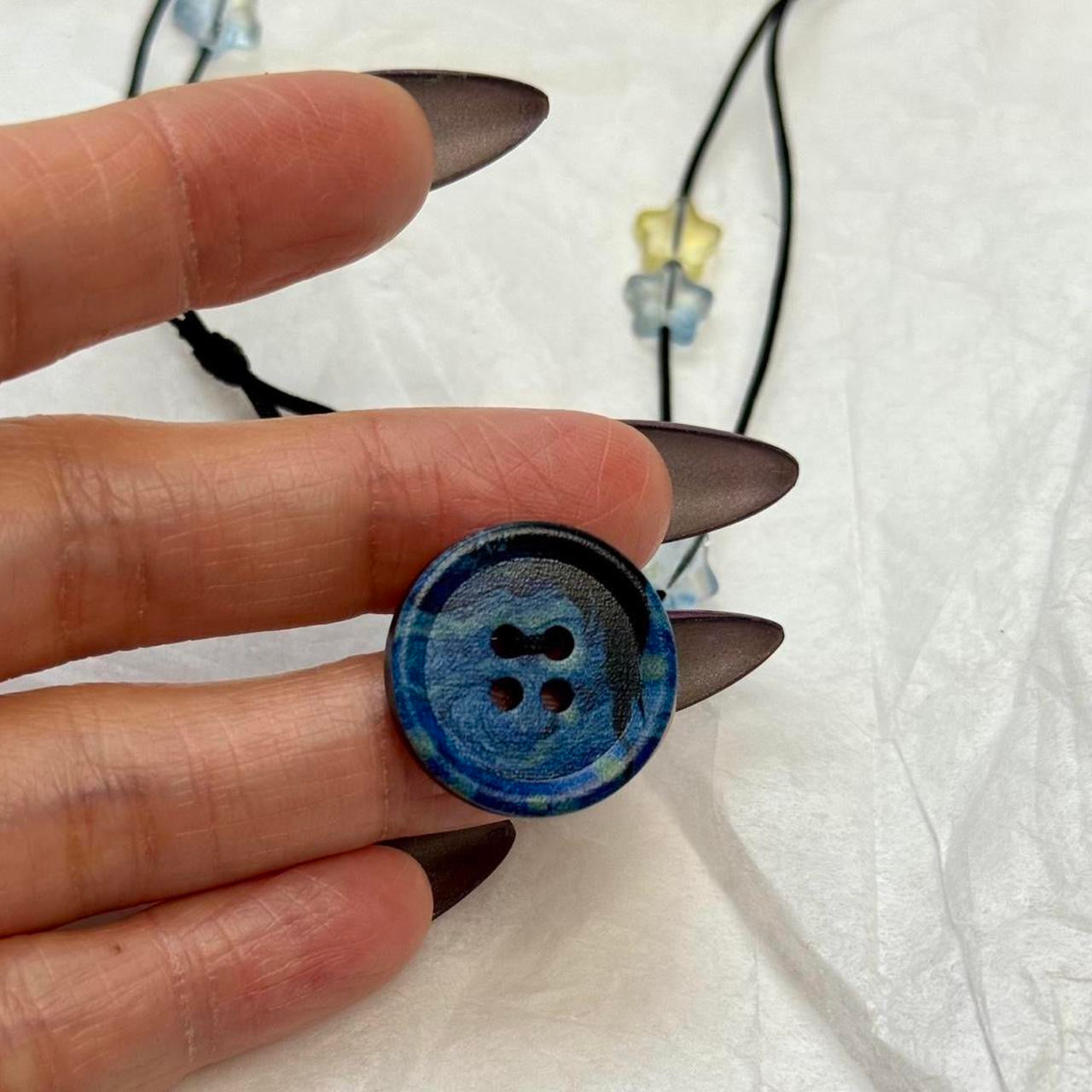 Starry night inspired button choker necklace