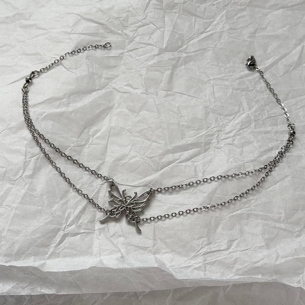 Butterfly chain choker necklace