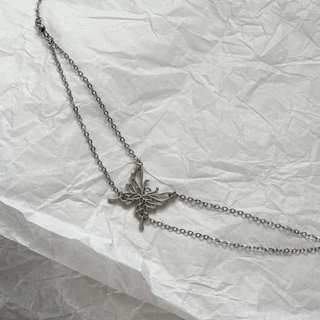 Butterfly chain choker necklace