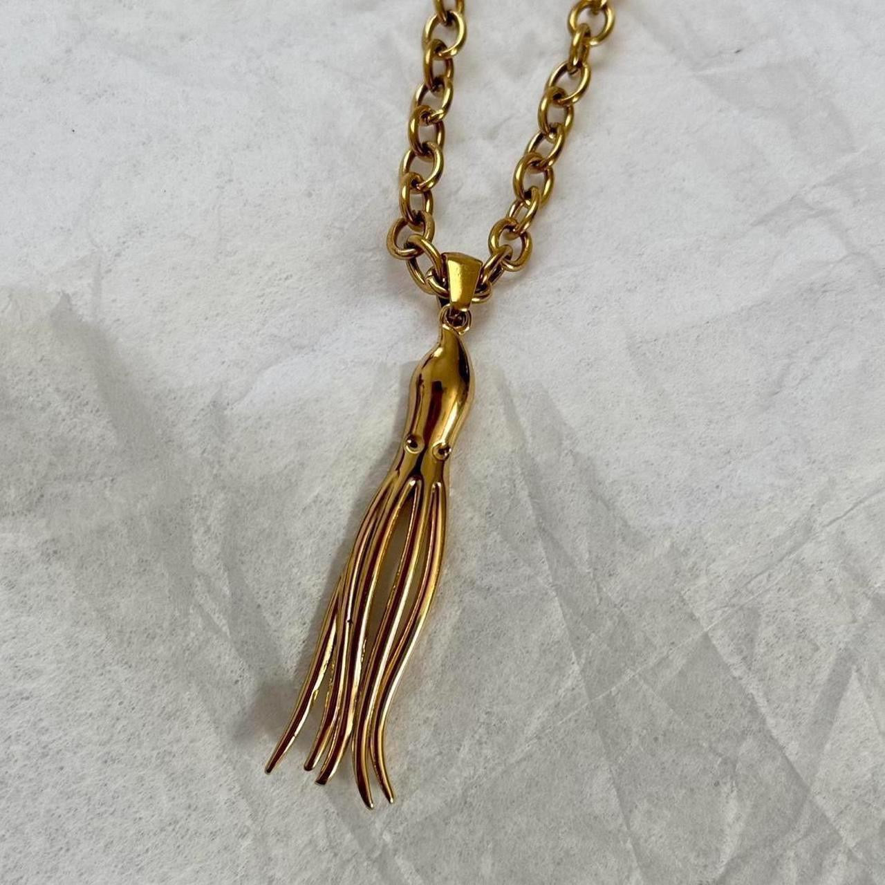 Octopus necklace with rolo chain