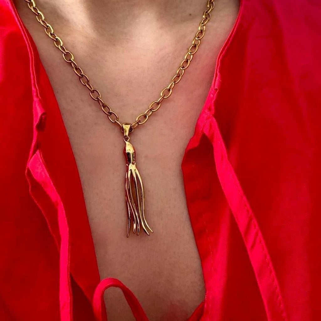 Octopus necklace with rolo chain