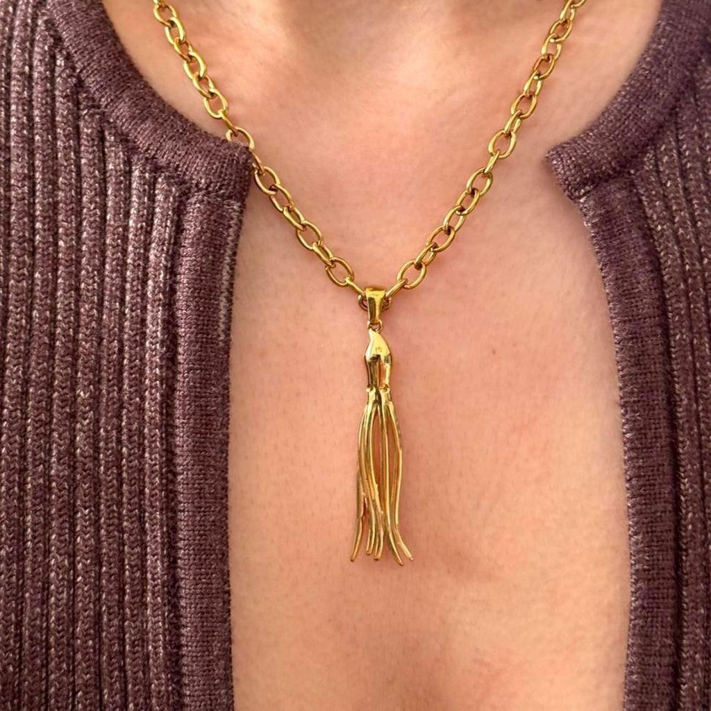Octopus necklace with rolo chain