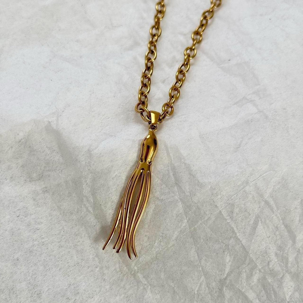 Octopus necklace with rolo chain
